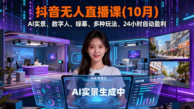 抖音无人直播课(10月-九九网创