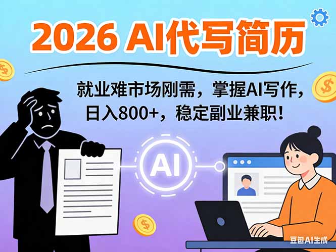 AI代写简历，超暴利，用万能模板月入1-3万实战教程，2026年市场刚需！-九九网创