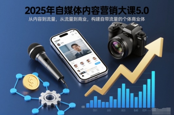 2025年自媒体内容营销大课5.0，从内容到流量，从流量到商业，构建自带流量的个体商业体-九九网创