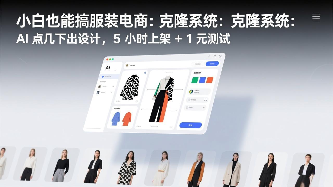 小白也能搞服装电商：克隆系统：AI 点几下出设计，5 小时上架 + 1 元测试-九九网创