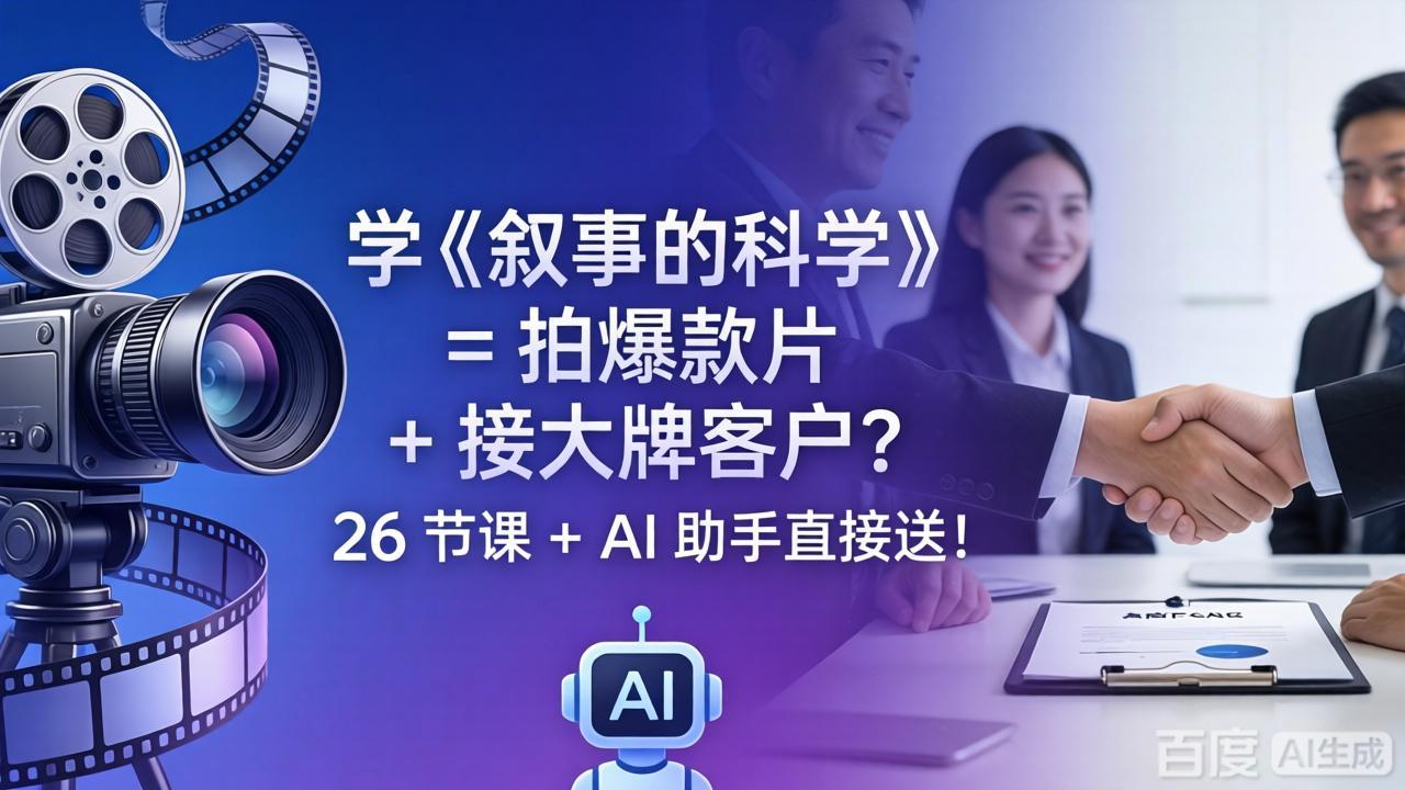 学《叙事的科学》= 拍爆款片 + 接大牌客户？26 节课 + AI 助手直接送！-九九网创