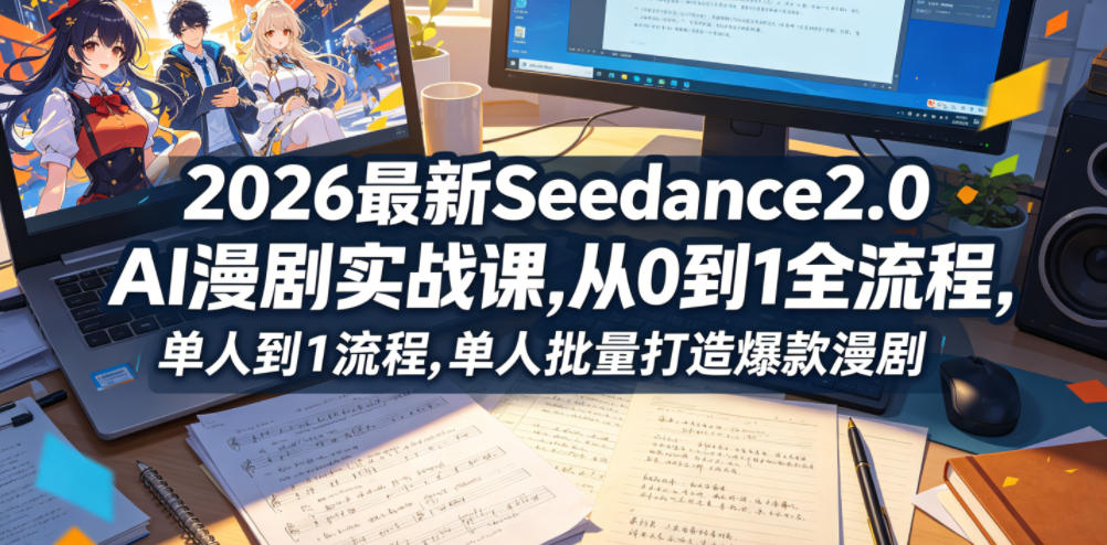 2026最新Seedance2.0 AI漫剧实战课,，从0到1全流程，单人批量打造爆款漫剧-九九网创