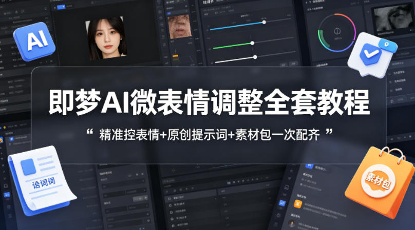 即梦AI微表情调整全套教程,精准控表情+原创提示词+素材包一次配齐-九九网创