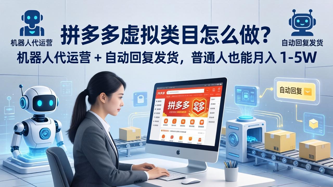 拼多多虚拟类目怎么做？机器人代运营 + 自动回复发货，普通人也能月入 1-5W-九九网创