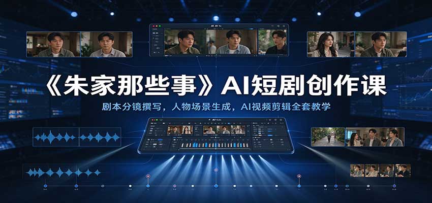 《朱家那些事》AI短剧创作课：剧本分镜撰写，人物场景生成，AI视频剪辑全套教学-九九网创