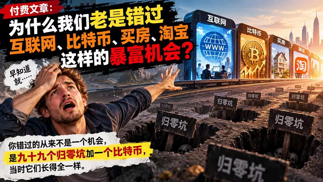 付费文章：为什么我们老是错过互联网、比特币、买 房、淘宝这样的暴富机会？