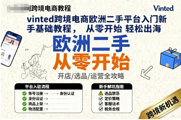 vinted跨境电商欧洲二手平台入门新手基础教程，从零开始轻松出海-九九网创