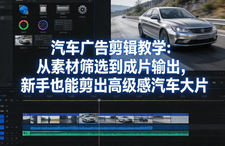 汽车广告剪辑教学：从素材筛选到成片输出，新手也能剪出高级感汽车大片-九九网创