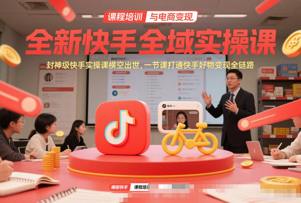 全新快手全域实操课，封神级快手实操课横空出世，一节课打通快手好物变现全链路-九九网创