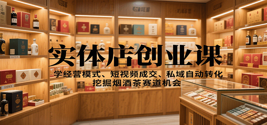 实体店创业课:学经营模式、短视频成交、私域自动转化,挖掘烟酒茶赛道机会-九九网创
