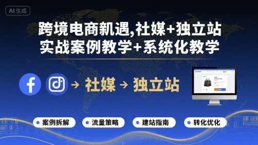 跨境电商新机遇，社媒+独立站，实战案例教学+系统化教学-九九网创