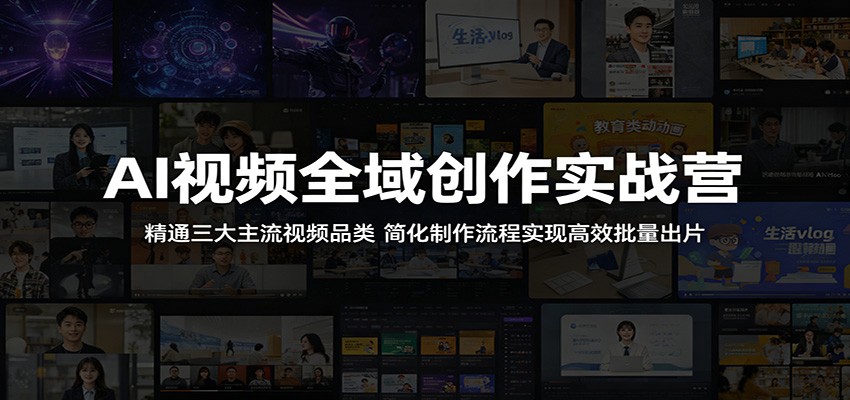 AI视频全域创作实战营：精通三大主流视频品类，简化制作流程实现高效批量出片-九九网创
