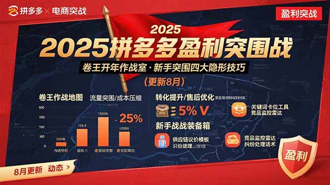（15687期）2025拼多多盈利突围战：卷王开年作战室，新手突围四大隐形技巧(更新8月)-九九网创