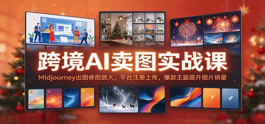 跨境AI卖图实战课：Midjourney出图修图放大，平台注册上传，爆款主题提升图片销量-九九网创