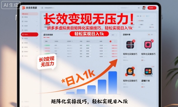 长效变现无压力！拼多多虚拟类目矩阵化实操技巧，轻松实现日入1k【揭秘】-九九网创