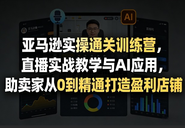 亚马逊实操通关训练营，直播实战教学与AI应用，助卖家从0到精通打造盈利店铺(更新4月17日)-九九网创