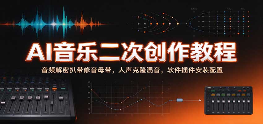 AI音乐二次创作教程:音频解密扒带修音母带,人声克隆混音,软件插件安装配置-九九网创
