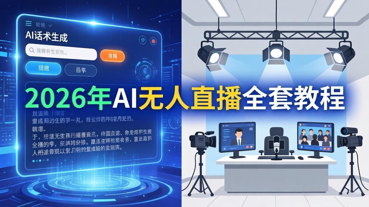 2026年AI无人直播全套教程：OBS安装+软件配置+直播间搭建+话术生成+一键开播实操-九九网创