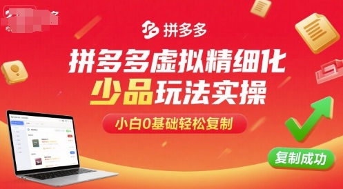 拼多多虚拟精细化少品玩法实操，小白0基础轻松复制-九九网创