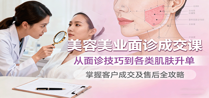 美容美业面诊成交课，从面诊技巧到各类肌肤升单，掌握客户成交及售后全攻略-九九网创