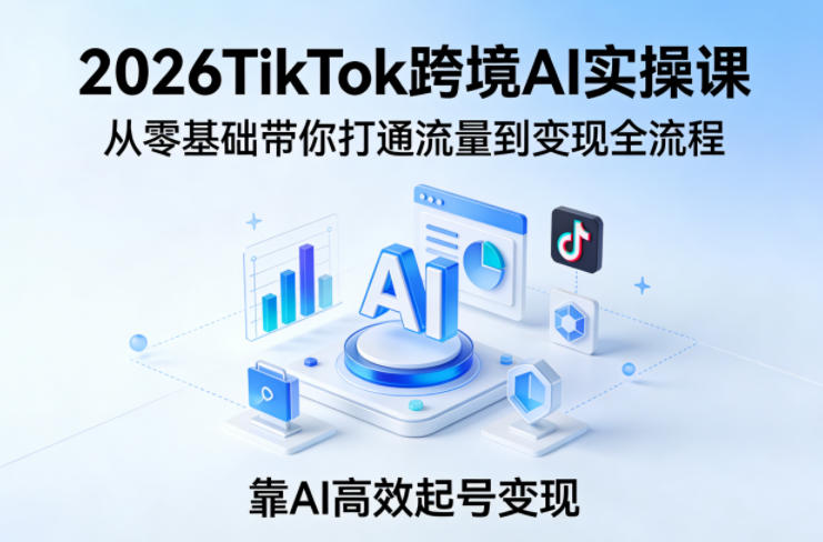 2026TikTok跨境AI实操课，从零基础带你打通流量到变现全流程，靠AI高效起号变现-九九网创