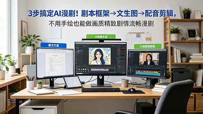 （18866期）3步搞定AI漫剧！剧本框架→文生图→配音剪辑，不用手绘也能做画质精致剧情流畅漫剧-九九网创