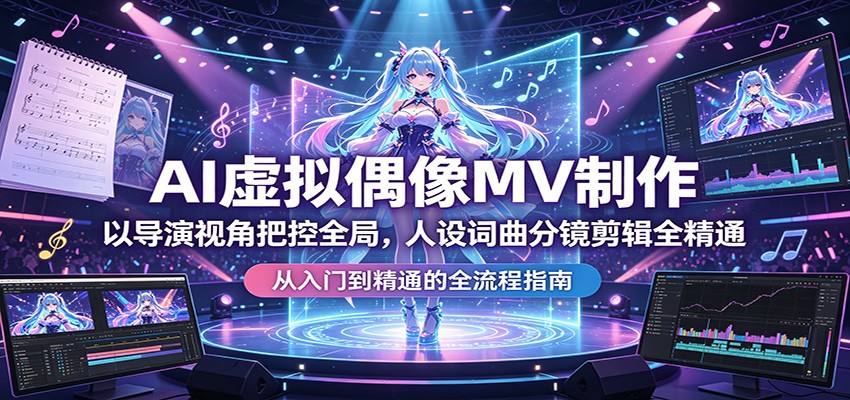 AI虚拟偶像MV制作：以导演视角把控全局，人设词曲分镜剪辑全精通-九九网创