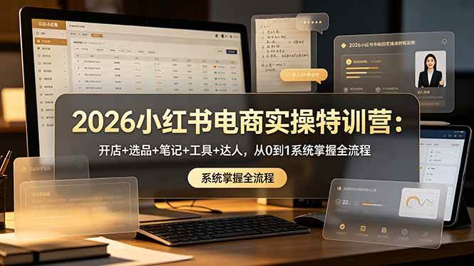 （18978期）2026小红书电商实操特训营：开店+选品+笔记+工具+达人，从0到1系统掌握全流程-九九网创