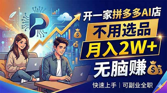 （18520期）开一家拼多多AI店，不用选品，月入2W+，无脑赚，可副业全职-九九网创