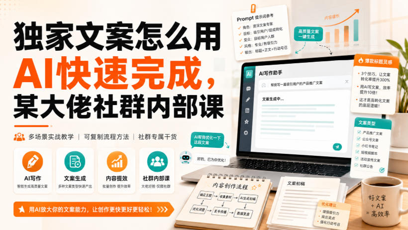 独家文案怎么用AI快速完成，某大佬社群内部课-九九网创