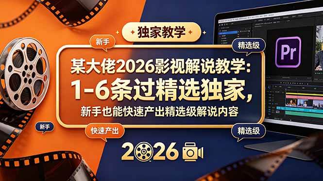 （18946期）某大佬2026影视解说教学：1-6条过精选独家，新手也能快速产出精选级解说内容-九九网创