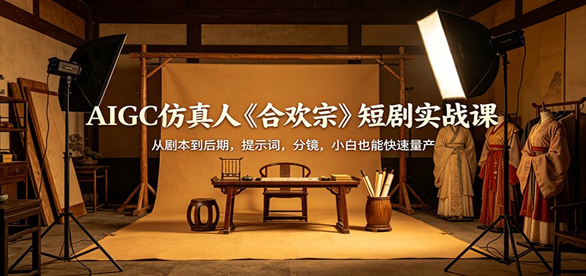 AIGC仿真人《合欢宗》短剧实战课：从剧本到后期，提示词，分镜，小白也能快速量产-九九网创