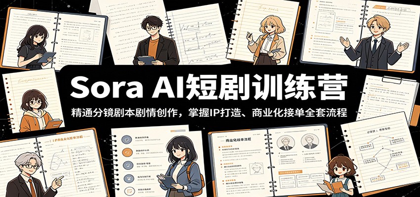 Sora AI短剧训练营：精通分镜剧本剧情创作，掌握IP打造、商业化接单全套流程-九九网创