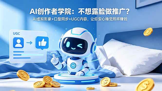 (18599期)AI创作者学院:不想露脸做推广?AI虚拟形象+口型同步+UGC内容,让你安心睡觉照样赚钱-九九网创