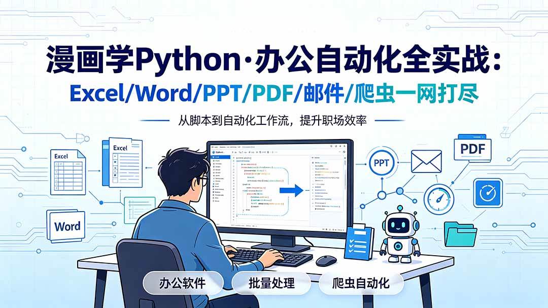 （19270期）漫画学Python·办公自动化全实战：Excel/Word/PPT/PDF/邮件/爬虫一网打尽-九九网创