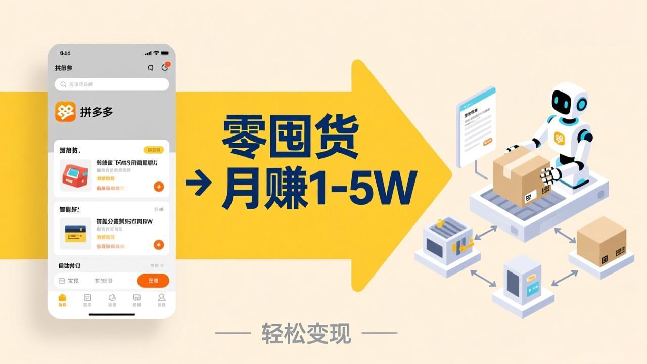 不用囤货不用跑单！拼多多虚拟玩法，机器人管理发货和客服，帮你月赚 1-5W-九九网创