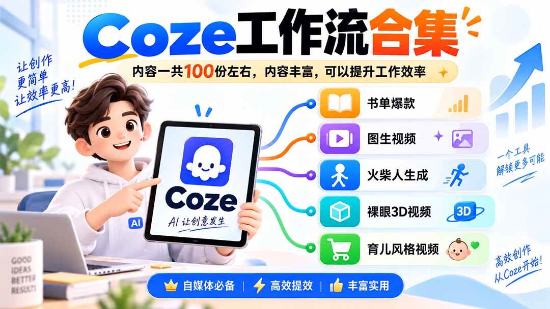 （20440期）Coze工作流合集，内容一共100份左右，内容丰富，可以提供工作效率-九九网创