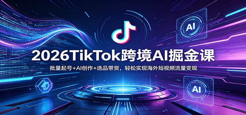2026TikTok跨境AI掘金课：批量起号+AI创作+选品带货，轻松实现海外短视频流量变现-九九网创