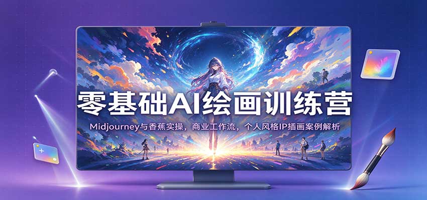 零基础AI绘画训练营：Midjourney与香蕉实操，商业工作流，个人风格IP插画案例解析-九九网创