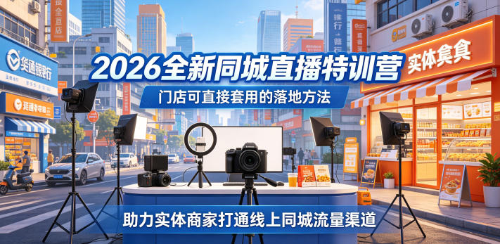 2026全新同城直播特训营，门店可直接套用的落地方法，助力实体商家打通线上同城流量渠道-九九网创