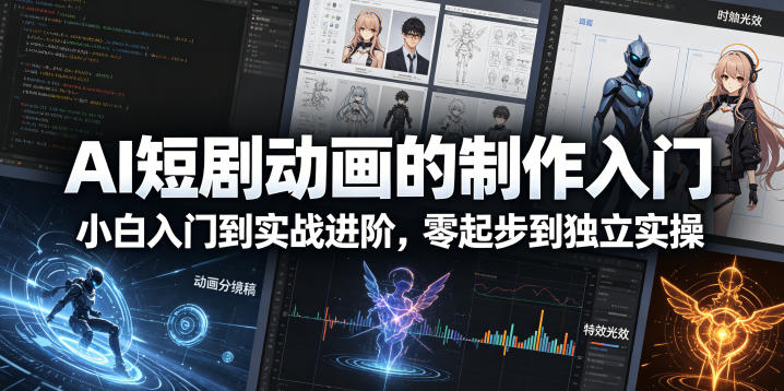 AI短剧动画的制作入门，小白入门到实战进阶，零起步到独立实操-九九网创