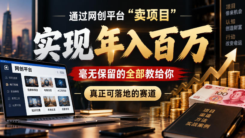 通过网创平台“卖项目”实现年入100w,毫无保留的全部教给你,真正可落地的赛道【揭秘】-九九网创