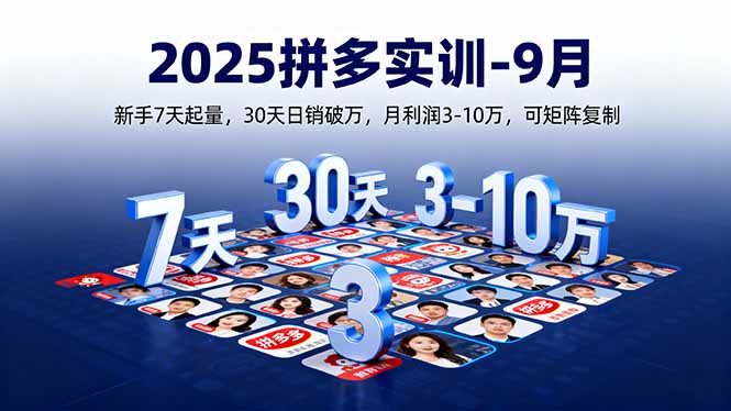 2025拼多多实训-9月：新手7天起量,30天日销破万,月利润3-10万,可矩阵复制-九九网创