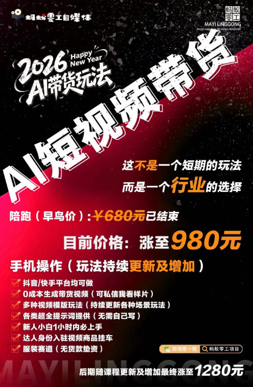 AI短视频带货，靠AI生成短视频，分发到抖音快手平台，多种模版提示词提供，单条视频1k+收益-九九网创