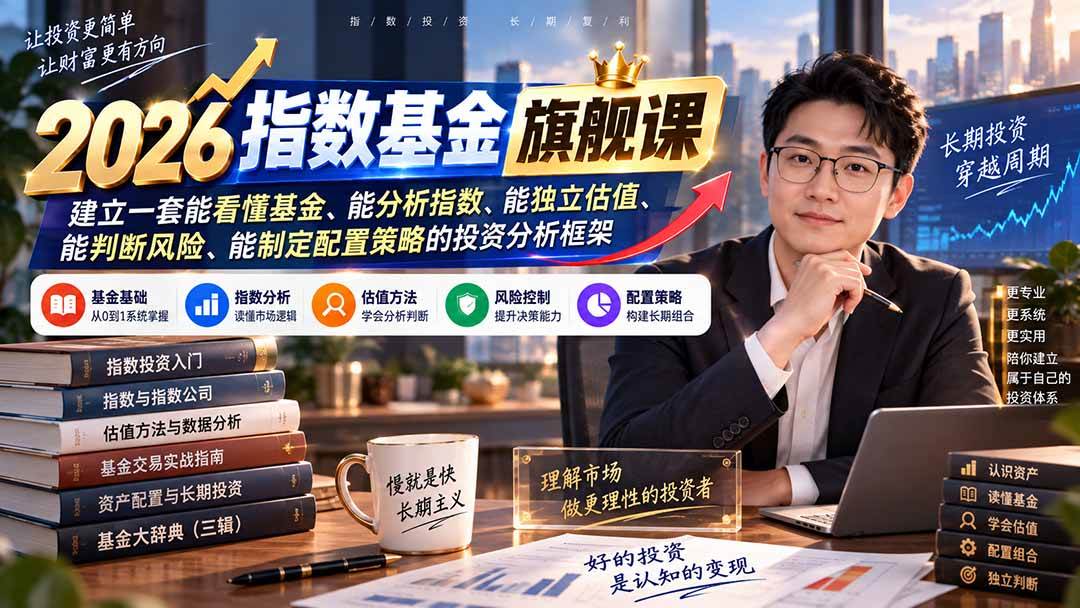 (20298期)2026指数基金旗舰课|建立一套能看懂基金、能分析指数、能独立估值、能判断风险、能制定配置策略的投资分析框架 (20298期)2026指数基金旗舰课|建立一套能看懂基金、能分析指数、能独立估值、能判断风险、能制定配置策略的投资分析框架
