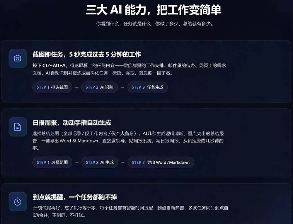 天天写日报周报写到头疼？截图一键选屏幕内容，AI 自动把它变成结构化任务，极简工作日记-九九网创