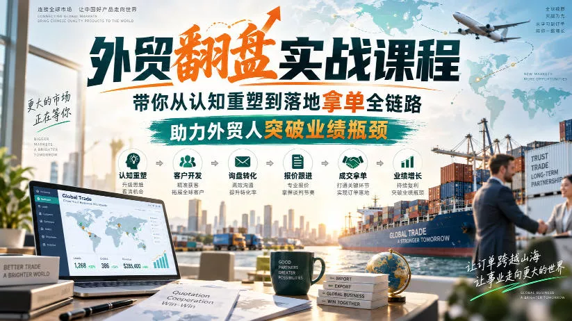 外贸翻盘实战课程，带你从认知重塑到落地拿单全链路，助力外贸人突破业绩瓶颈-九九网创