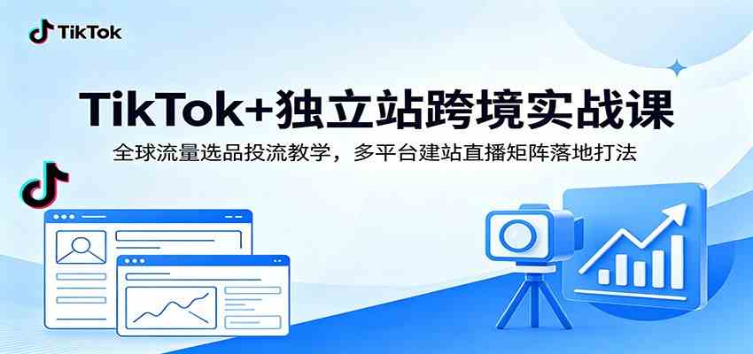 TikTok+独立站跨境实战课：全球流量选品投流教学，多平台建站直播矩阵落地打法-九九网创