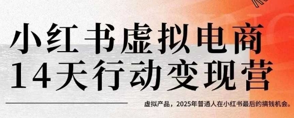小红书虚拟电商14天变现训练营，虚拟产品，2025年普通人在小红书最后的搞钱机会（更新）-九九网创