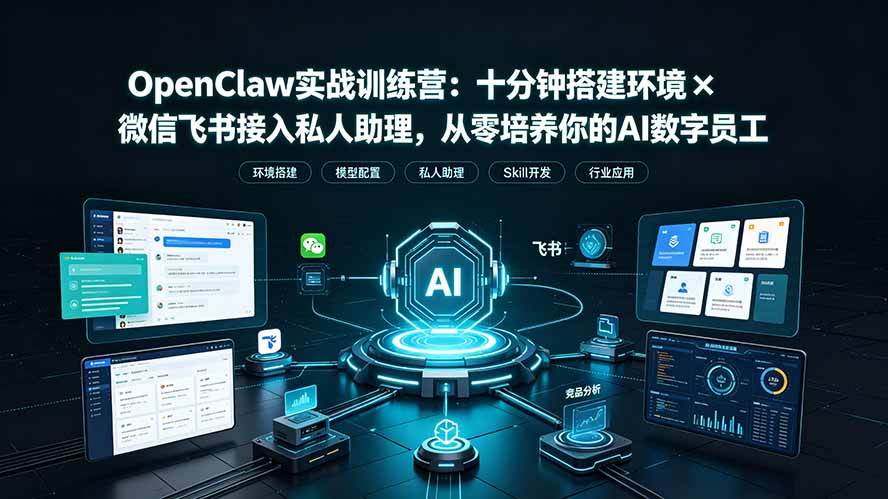 （19287期）OpenClaw实战特训营：十分钟搭建环境×微信飞书接入私人助理，从零培养你的AI数字员工-九九网创